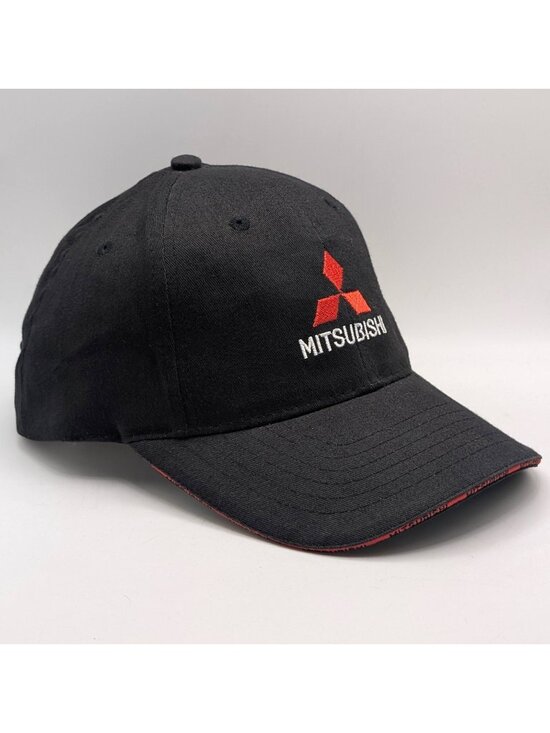 Mitsubishi Black Red Adjustable Strap Back Hat Cap Unisex Car Auto Mechanic